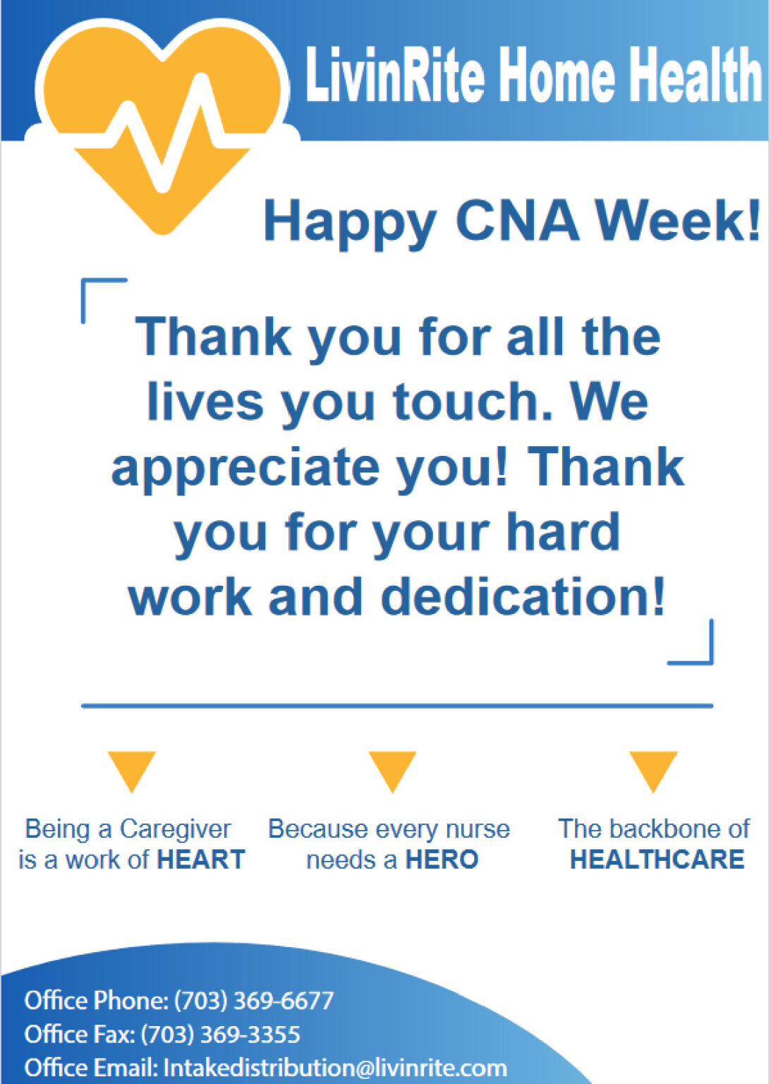 Happy CNA Week! LivinRite Home Health Serving Northern Virginia